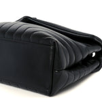 Calfskin Y Quilted Monogram Monochrome Medium Loulou Chain Satchel Black