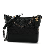 Aged Calfskin Quilted Medium Gabrielle Hobo Black