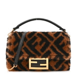 Shearling Vitello Dolce Macro FF 1974 Mini Tobacco Black