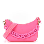 Calfskin Gomme Mini Loubila Chain Shoulder Bag Fluo Pink