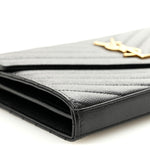 Grain De Poudre Matelasse Chevron Monogram Chain Wallet Black
