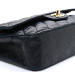 Lambskin Quilted Medium Double Flap Black