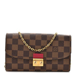 Damier Ebene Croisette Chain Wallet Scarlet