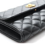 Lambskin Quilted Medusa Wallet On Chain Crossbody Black