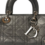 Metallic Calfskin Cannage Stitched Small East West Lady Dior Bronze