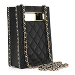 Caviar Quilted Evening Box Bag Black