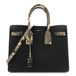 Grained Calfskin Embossed Python Small Sac De Jour Black