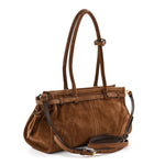 Suede Triangle Medium Bonnie Shoulder Bag Cacao