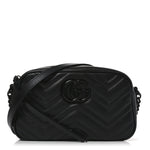 Calfskin Matelasse Monochrome Small GG Marmont Chain Shoulder Bag Black