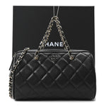 Caviar Quilted Barrel Purse With Chain  Black