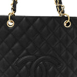 Caviar Quilted Petit Shopping Tote PST Black