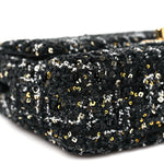 Tweed Sequin Small Single Flap Black Silvery Golden