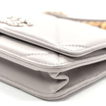 Lambskin Quilted Chanel 19 Wallet On Chain WOC Grey
