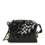 Polished Nappa Intrecciato Metallic Knot Mini Loop Camera Bag Black