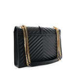 Grain De Poudre Matelasse Chevron Large Monogram Satchel Black