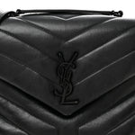 Calfskin Y Quilted Monogram Monochrome Small Loulou Chain Satchel Black