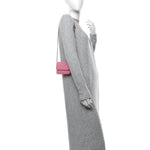 Tweed Quilted Flap Chain Waist Bag Pink