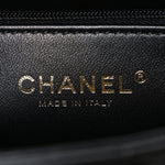 Shiny Lambskin Quilted Twisted Links Top Handle Flap Black