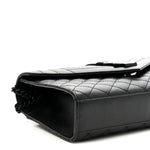 Grain De Poudre Textured Mixed Matelasse Triquilt Medium Monogram Monochrome Satchel Black