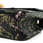 Calfskin Crocodile Embossed Graffiti 2.55 Mini Cocodile Reissue Flap Black Pink