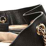 Pebbled Calfskin Medium Soho Chain Shoulder Bag Black