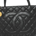 Caviar Quilted Medallion Tote Black
