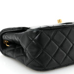 Lambskin Quilted Mini Pearl Crush Flap Black