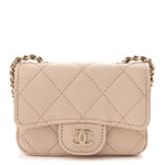 Caviar Quilted Mini Chain Belt Bag Light Beige