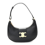 Smooth Calfskin Medium Strap Ava Triomphe Shoulder Bag Black