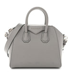 Sugar Goatskin Mini Antigona Pearl Grey