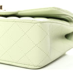 Caviar Quilted Small Double Flap Light Green