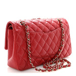 Caviar Quilted Medium Double Flap Red