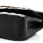Caviar Quilted Medium Double Flap Black