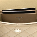 Caviar Quilted Top Handle Slim Vanity With Chain Dark Khaki