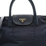 Tessuto Nylon Saffiano Shopping Tote Navy
