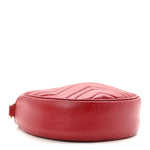 Glazed Calfskin Matelasse Heart Mini GG Marmont Round Shoulder Bag Romantic Cerise