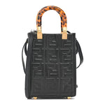 Vitello Plexiglass FF Embossed Mini Fendi Sunshine Shopper Tote Black