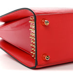 Calfskin Patent Studded Small Paloma Red
