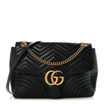 Calfskin Matelasse Large GG Marmont Shoulder Bag Black