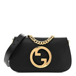 Roxy Calfskin Blondie Chain Shoulder Flap Bag Black
