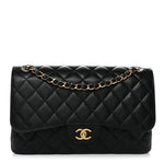 Caviar Quilted Jumbo Double Flap Black