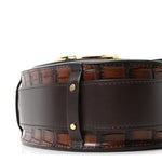 Calfskin Crocodile Embossed Small Tess Bag Dark Ebony