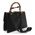 Moon Calfskin Web Large Dionysus Bamboo Top Handle Bag Black Bright Evergreen Hibiscus Red