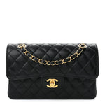 Caviar Quilted Small Double Flap Black