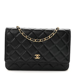 Lambskin Quilted Wallet On Chain WOC Black