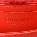 Lambskin Chevron Quilted Mini Rectangular Flap Red