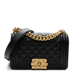 Caviar Quilted Small Boy Flap Black