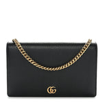 Calfskin Mini GG Marmont Chain Wallet Black