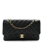 Caviar Quilted Medium Double Flap Black