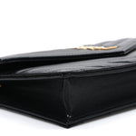 Lambskin Matelasse Chevron Monogram Envelope Chain Wallet Black
